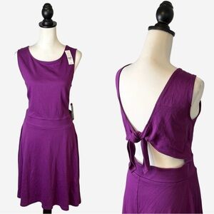 New York & Company Purple Open Back Dress
